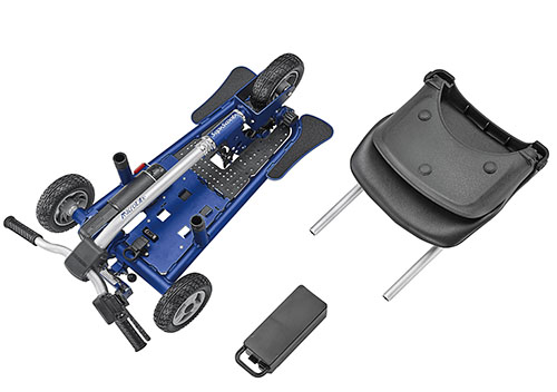 MicroLite, lightweight mobility scooter (shown here disassembled.)