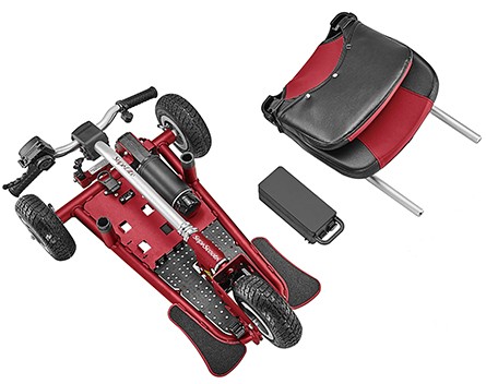 SupaLite lightweight mobility scooter (shown here disassembled.)